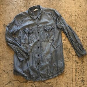 Chambray | Denim button-up maternity shirt L